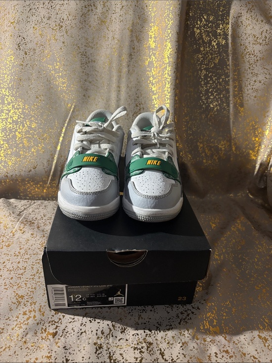 Nike Other - Nike Kids White and Green Sneakers with Yellow Logo